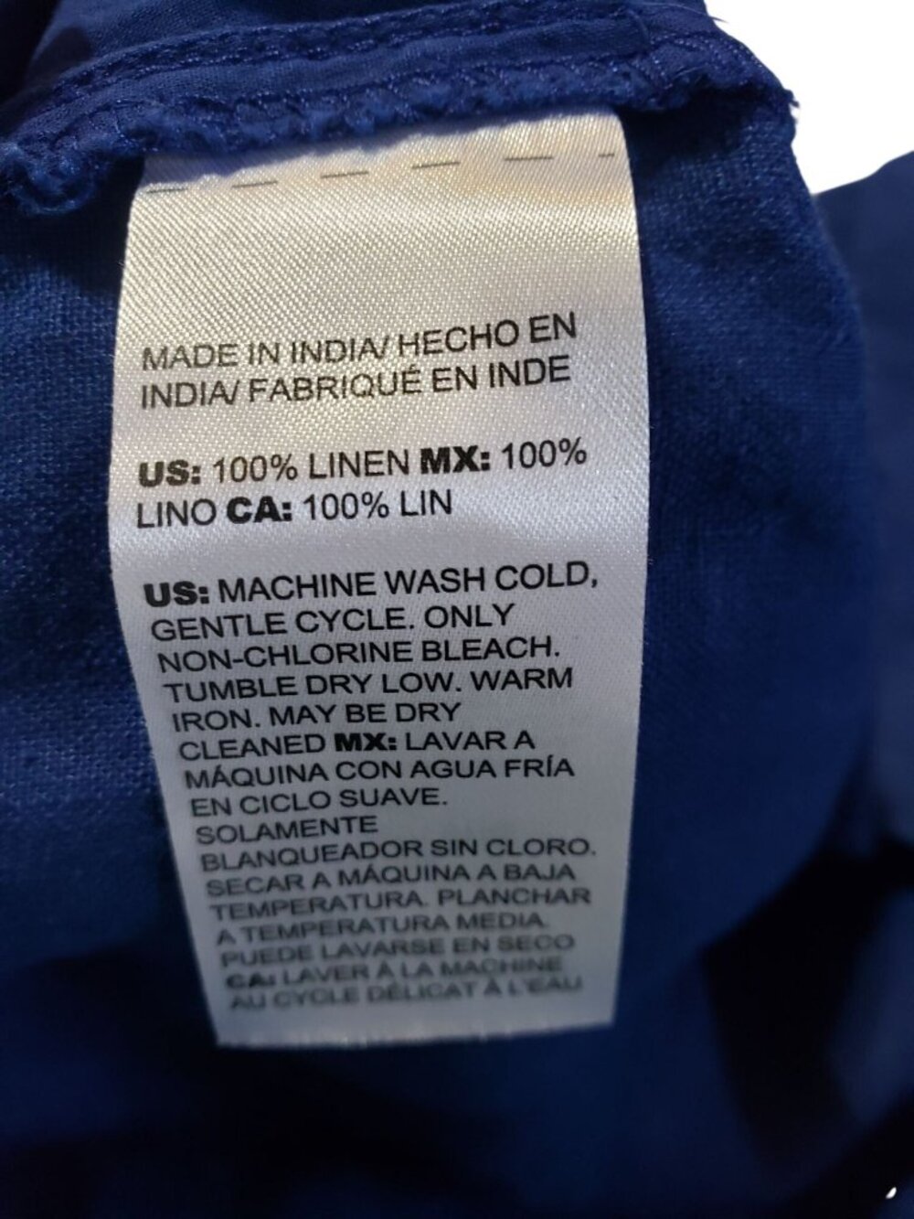 Chico's 3.5 T Blue 100% Linen Pants Elastic Waist Pull On Womens 18T Indigo - Picture 9 of 10